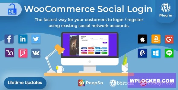 WooCommerce Social Login v2.8.5 — плагин для WordPress, который позволяет пользователям входить в систему через социальные сети.