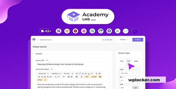 Academy LMS Pro v3.3.7 — Всё-в-одном плагин WordPress LMS для ваших онлайн-курсов