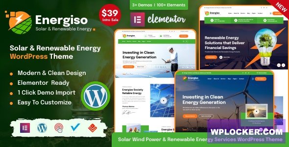 Energiso v1.4.5 — Солнечная и возобновляемая энергия WordPress тема