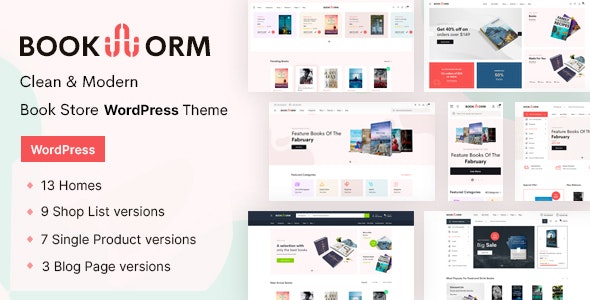 Bookworm v1.3.3 — Книжный магазин и веб-сайт WooCommerce тема